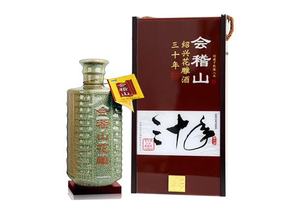 湛江会稽山黄酒回收会稽山三十年绍兴花雕酒30年木盒装2.5L黄酒